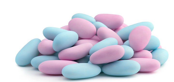 dragées aux amandes (bleu ciel et rose)