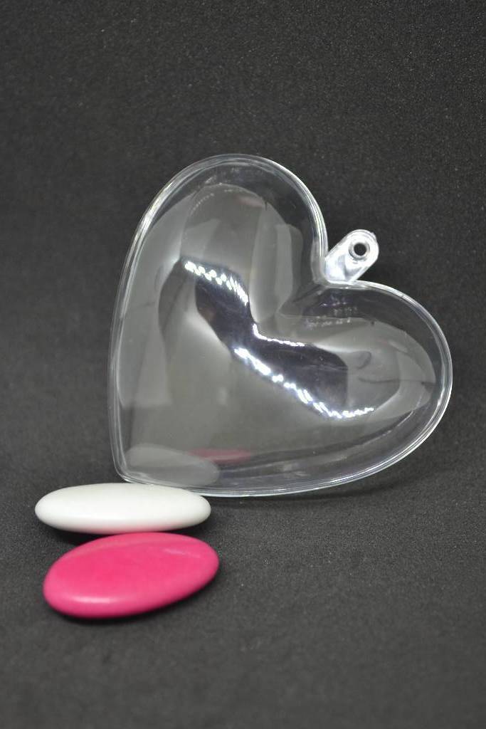 Coeur plexi transparent à dragées