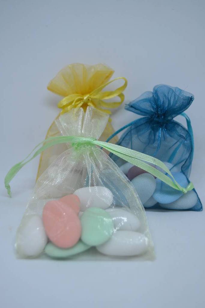 sachet organdi à dragée vert d'eau le festival de la dragée